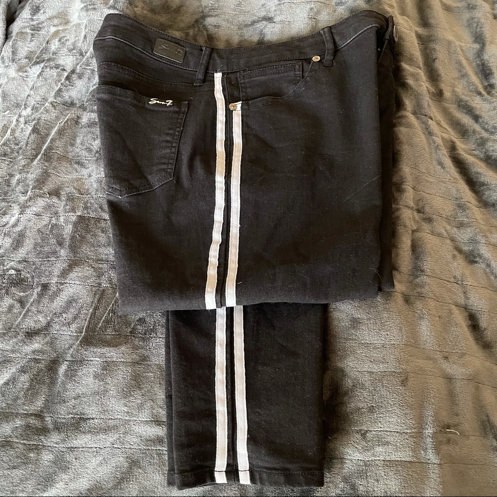Seven7 Women’s Ankle Skinny Black w/White Side Stripe Jeans Sz 10